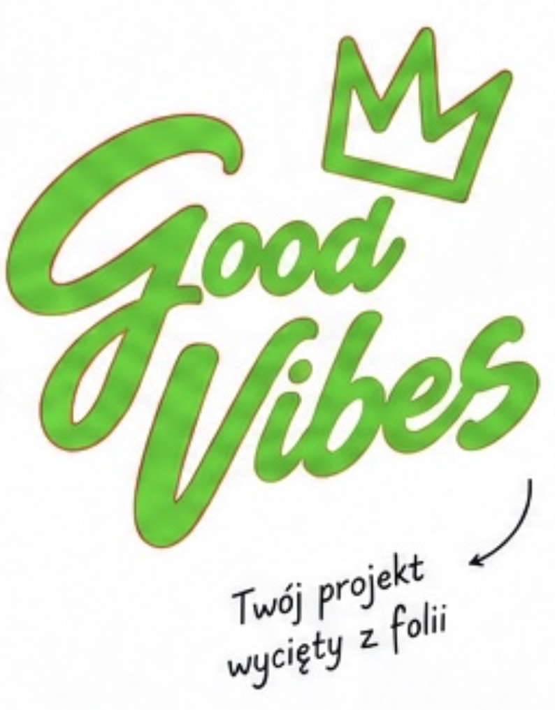 Przykładowy projekt Good Vibes wycięty z folii